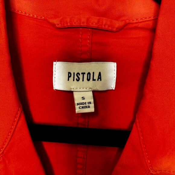 Pistola Blood Orange Short Sleeve Button Up Cotton Romper Womens Small - Picture 9 of 9